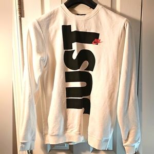 Nike crewneck sweatshirt with black large letters (JUST DO IT) front/back medium